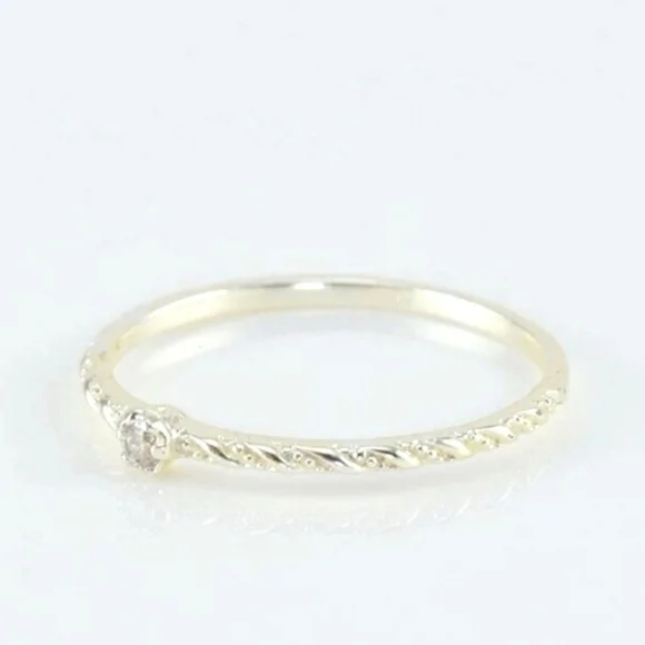 SOLD! Vintage 925 Sterling Silver & Cubic Zirconia Dainty Stack Band Ring - Picture 3 of 4